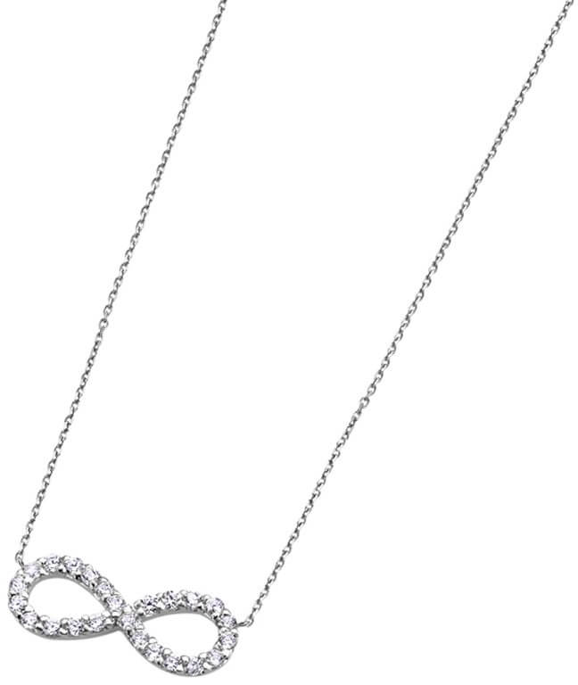 Lotus Silver Trblietavý strieborný náhrdelník s čírymi zirkónmi Nekonečno LP1253-1 / 1