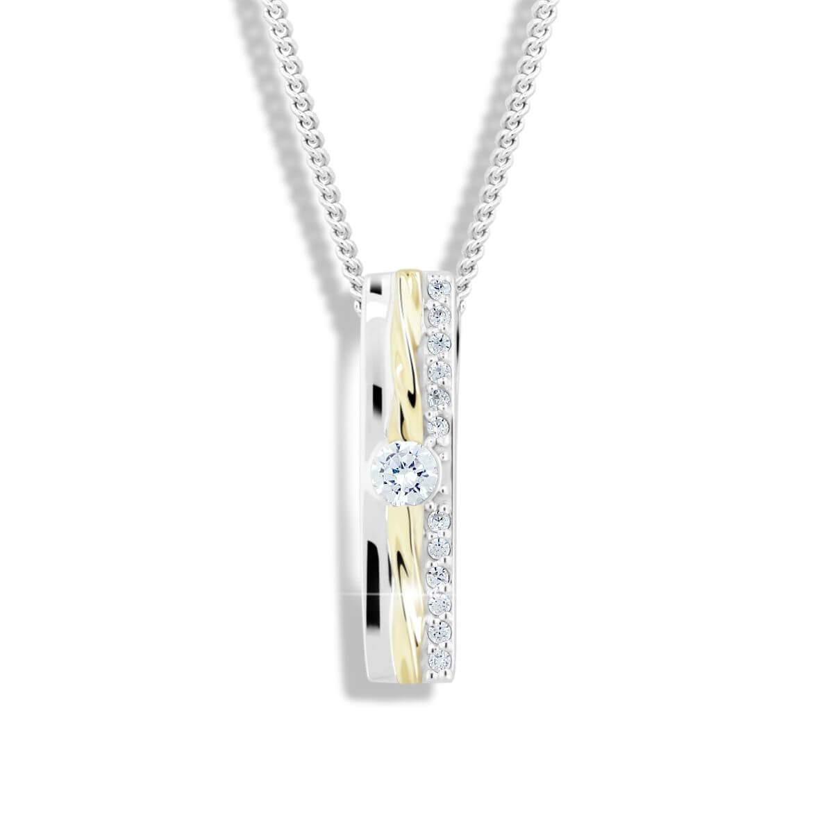 Modesi -  Bicolor stříbrný náhrdelník se zirkony M46025 (řetízek, přívěsek)