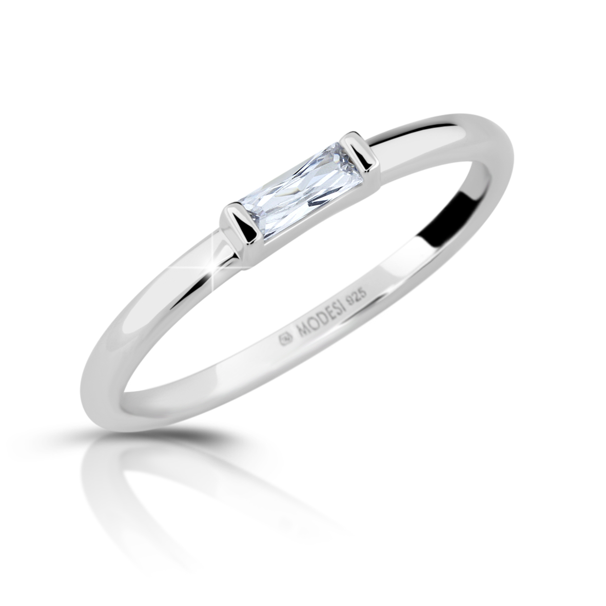 Modesi Minimalistický stříbrný prsten se zirkonem M01012 60 mm