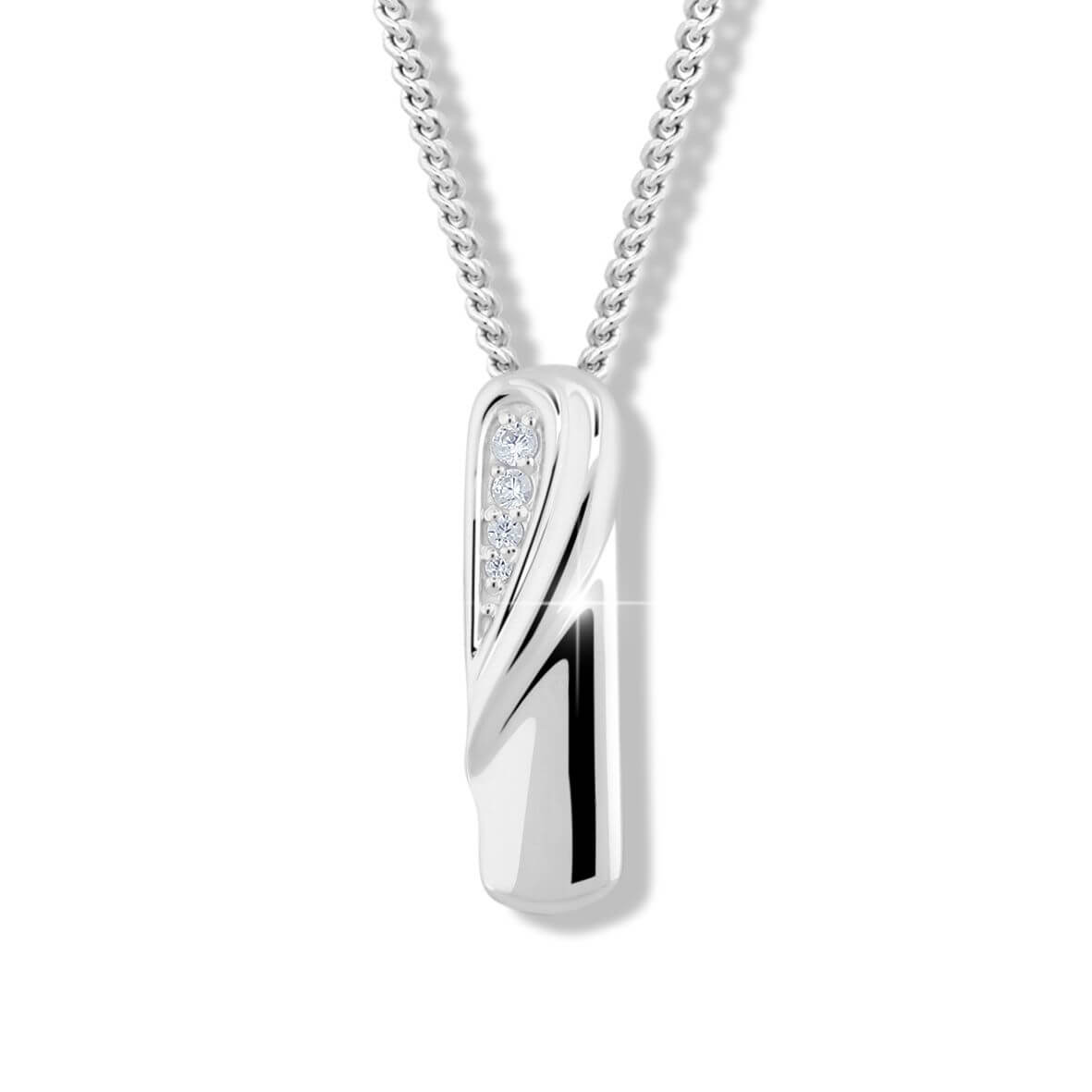Modesi -  Módní stříbrný náhrdelník se zirkony M46028 (řetízek, přívěsek)