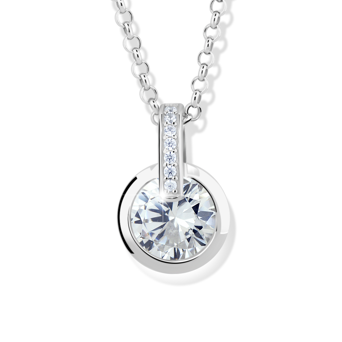 Modesi Očarujúce strieborný náhrdelník so zirkónmi M41063 (retiazka, prívesok)