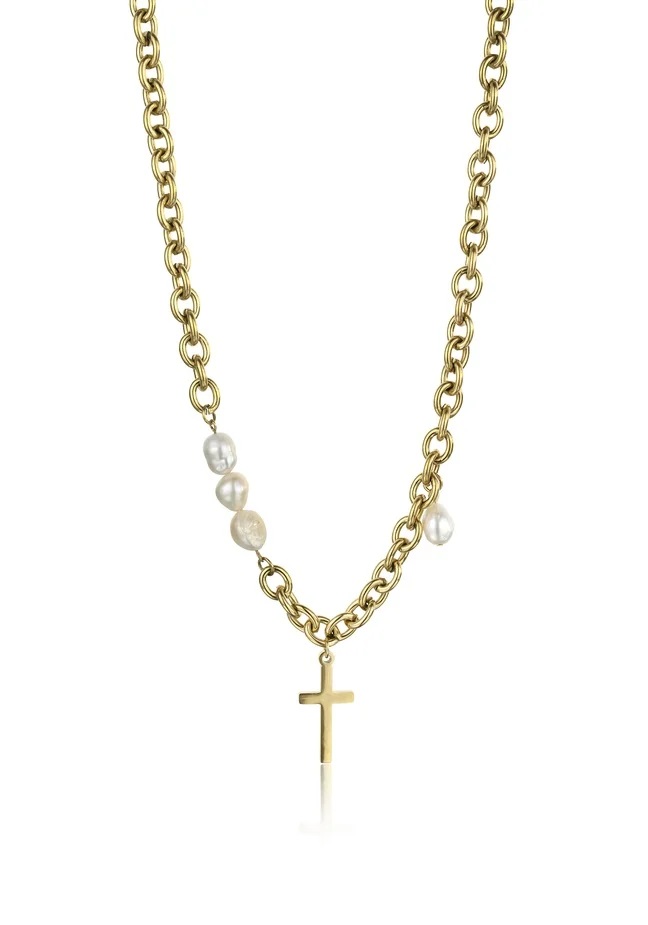 Marc Malone Originální pozlacený náhrdelník s křížkem Teagan Gold Necklace MCN23101G