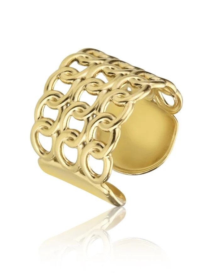 Marc Malone Výrazný otevřený pozlacený prsten Iris Gold Ring MCR23012G
