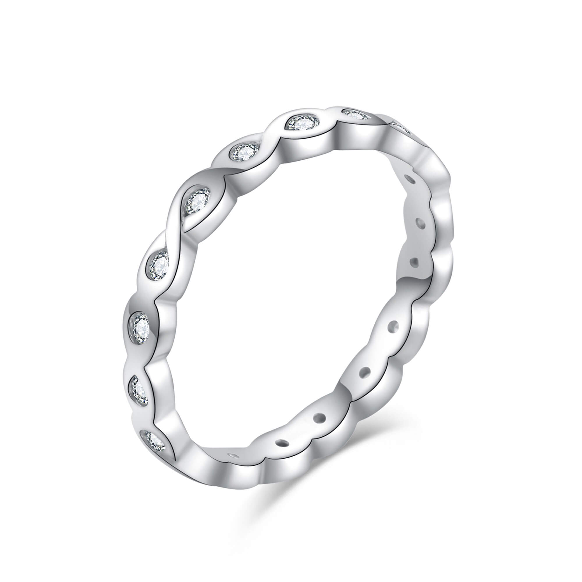 MOISS Elegantní stříbrný prsten s čirými zirkony R00019 50 mm