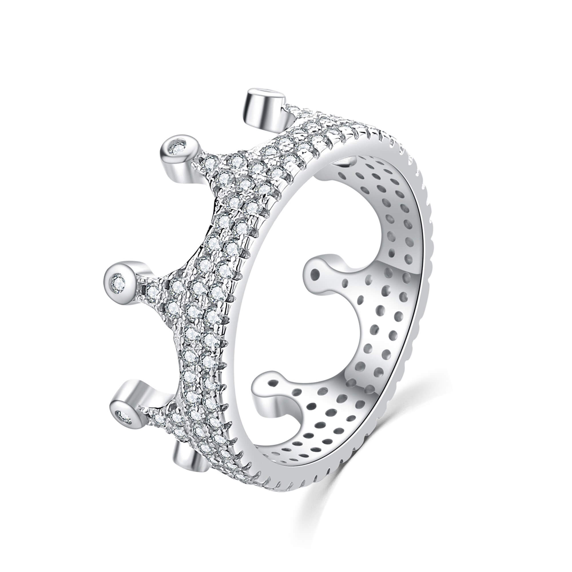 MOISS Luxusní stříbrný prsten se zirkony Královská korunka R00021 56 mm