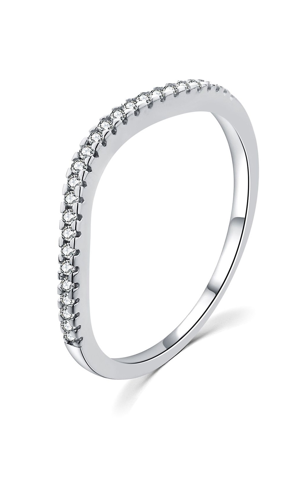 MOISS Minimalistický stříbrný prsten se zirkony R00023 56 mm