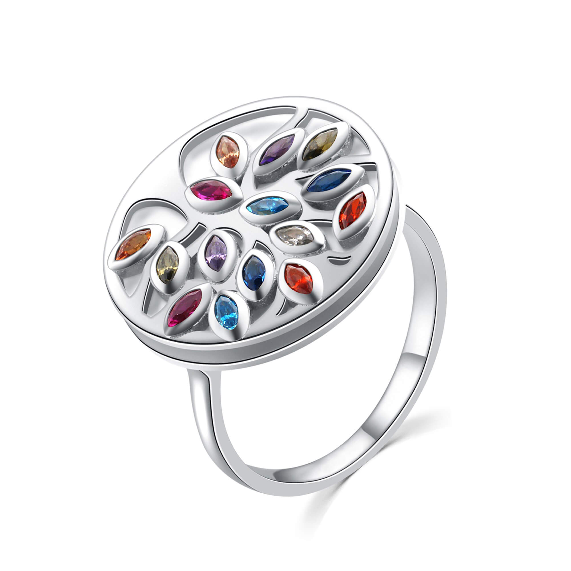 MOISS Originálne strieborný prsteň s farebnými zirkónmi R00021 58 mm
