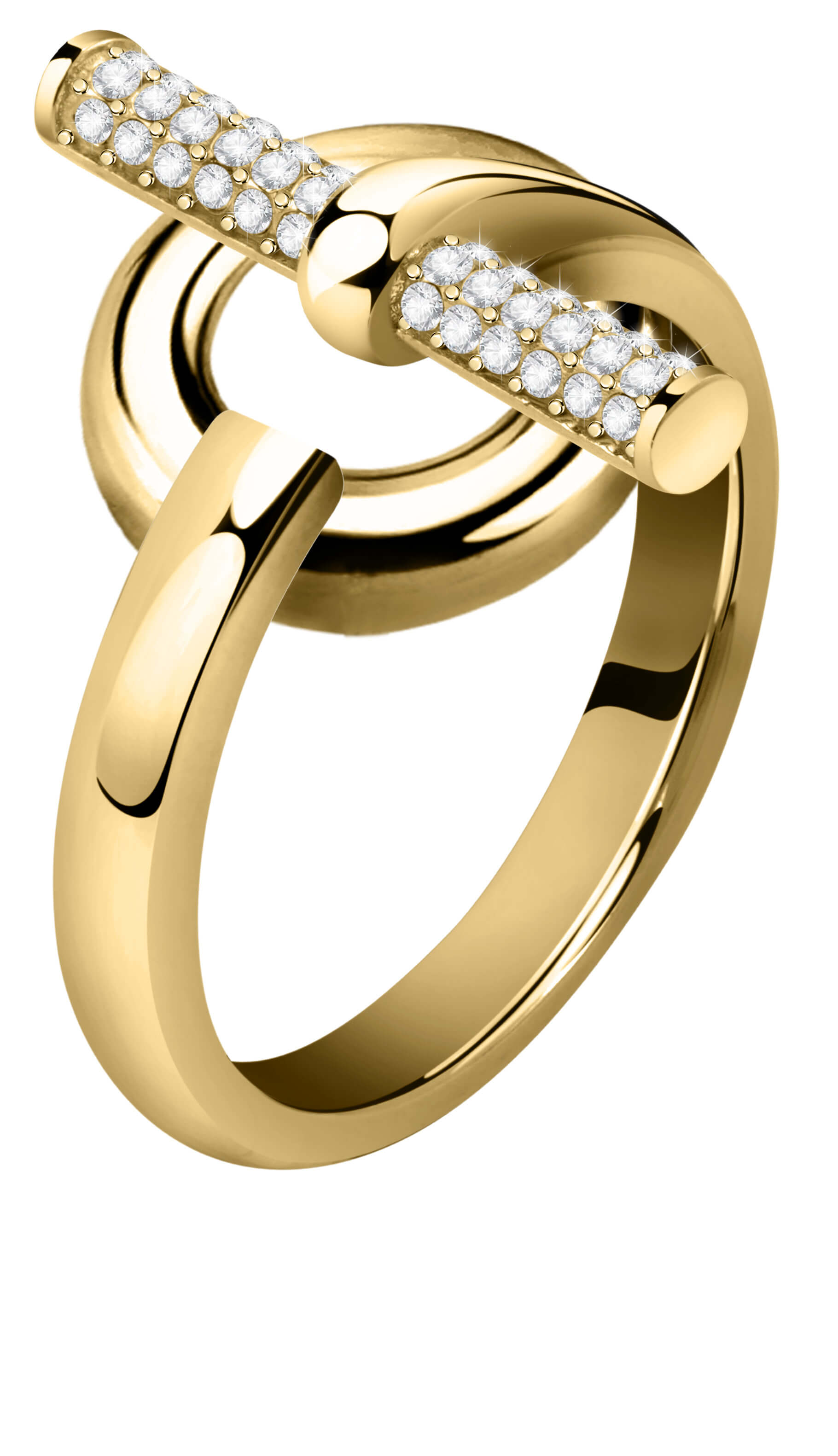 Morellato Elegantní pozlacený prsten z oceli s krystaly Abbraccio SAUC09 56 mm