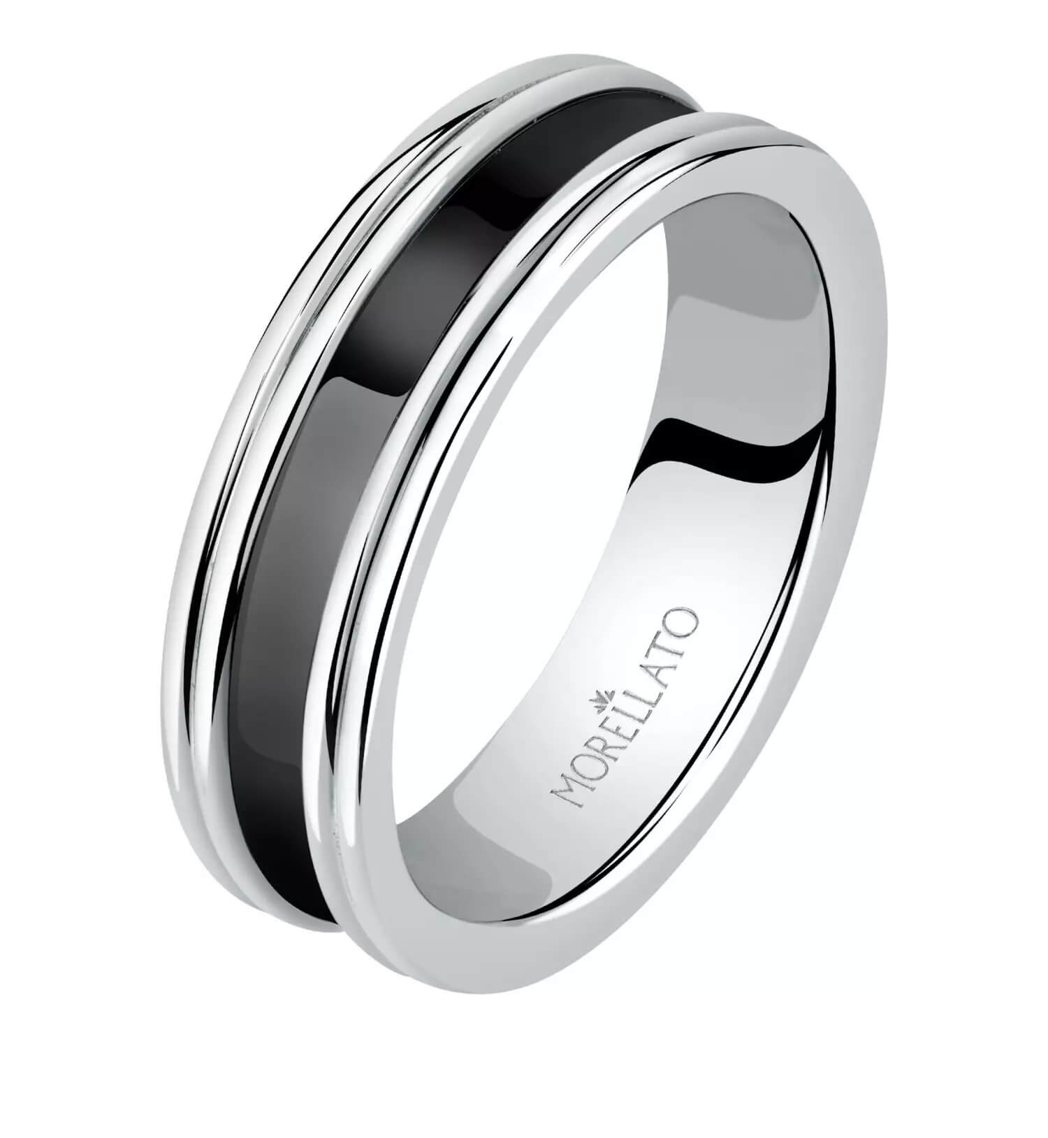 Morellato Luxusní ocelový prsten s černým detailem Motown SALS65 59 mm