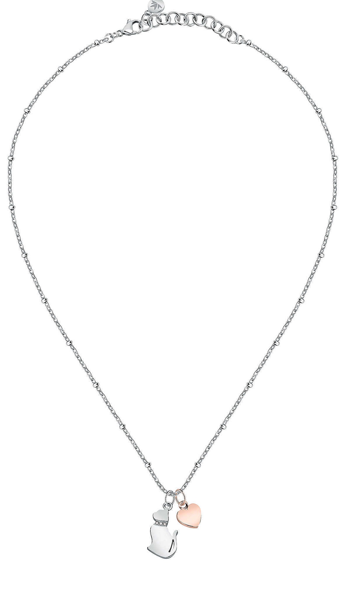 Morellato -  Půvabný bicolor náhrdelník Cat&Heart Mascotte SAVL05