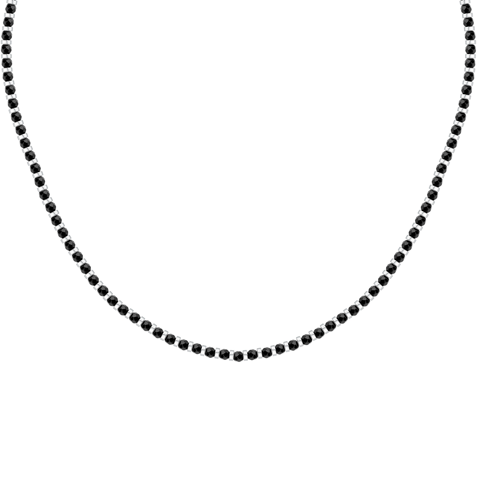 Morellato Stylový pánský náhrdelník s černými korálky Pietre S1728