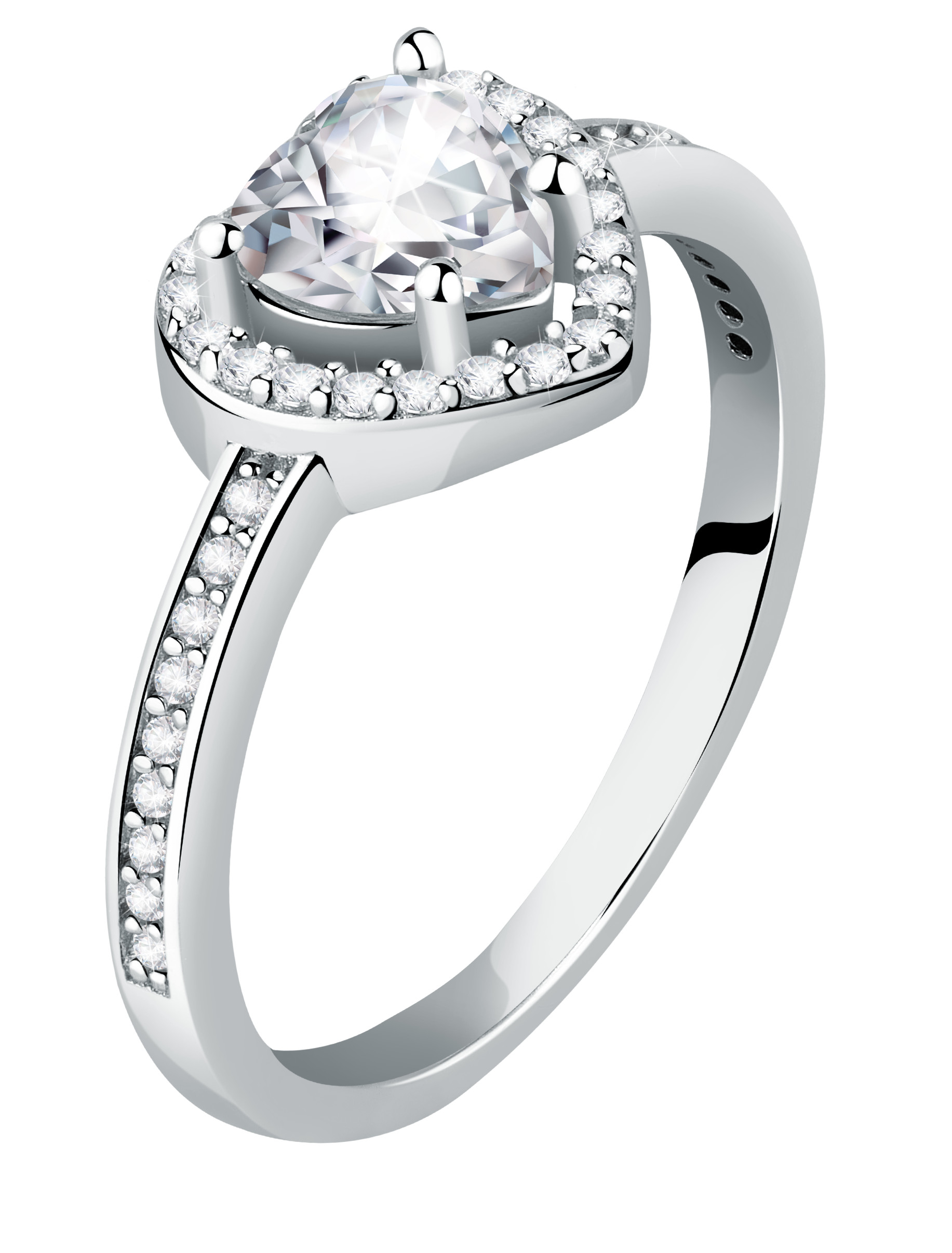 Morellato Třpytivý stříbrný prsten Srdce Tesori SAVB140 58 mm