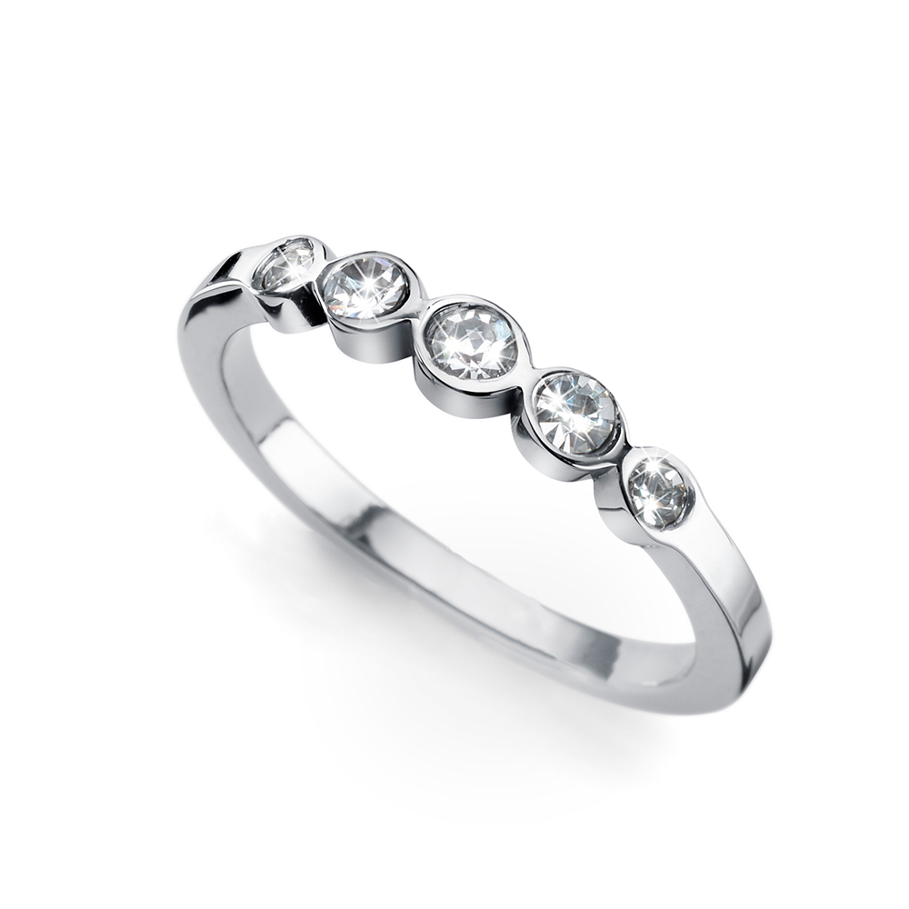 Oliver Weber Elegantní ocelový prsten s čirými krystaly Change 41164 61 mm