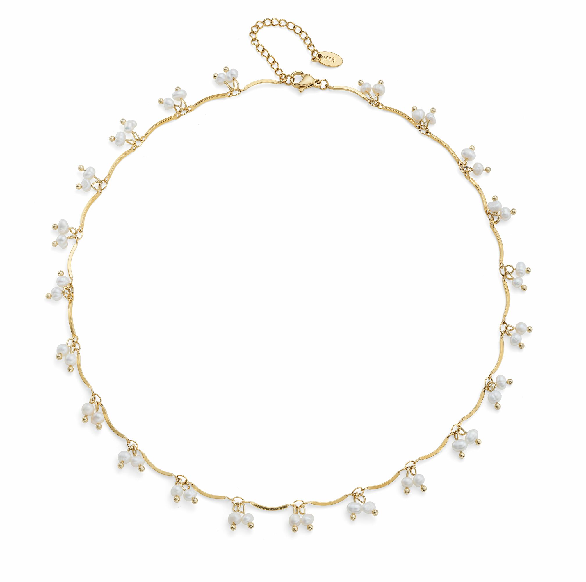 Oliver Weber Krásny pozlátený náhrdelník s perličkami Kurozome Silky Pearls 12312G