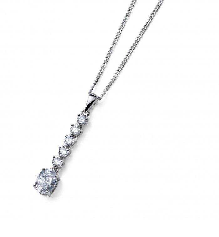 Oliver Weber -  Nadčasový stříbrný náhrdelník s krystaly Genuine Oval 61183 (řetízek, přívěsek)