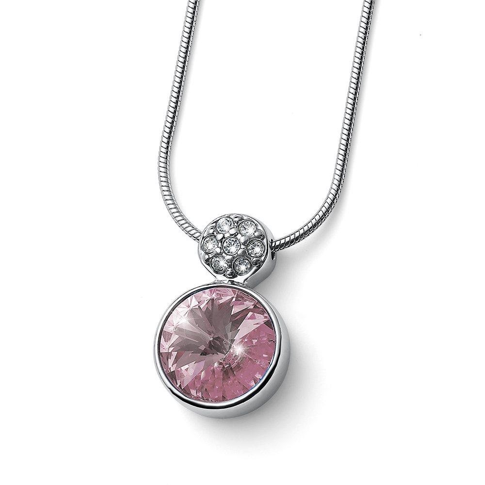 Oliver Weber -  Oslnivý náhrdelník s růžovým krystalem Wake 12267 319