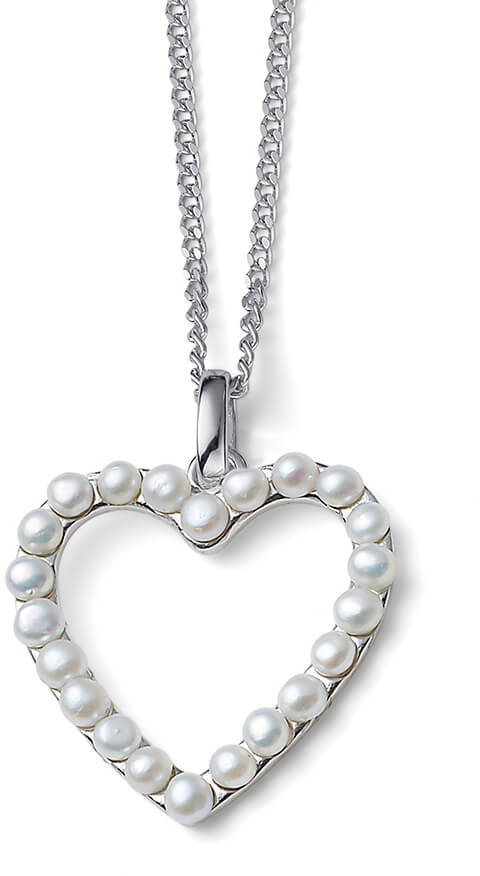 Oliver Weber Romantický strieborný náhrdelník Srdce z perál Dive Pearl 61172 (retiazka, prívesok)