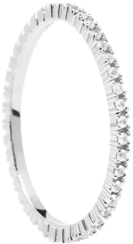 PDPAOLA Minimalistický prsteň zo striebra s trblietavými zirkónmi White Essential Silver AN02-347 54 mm