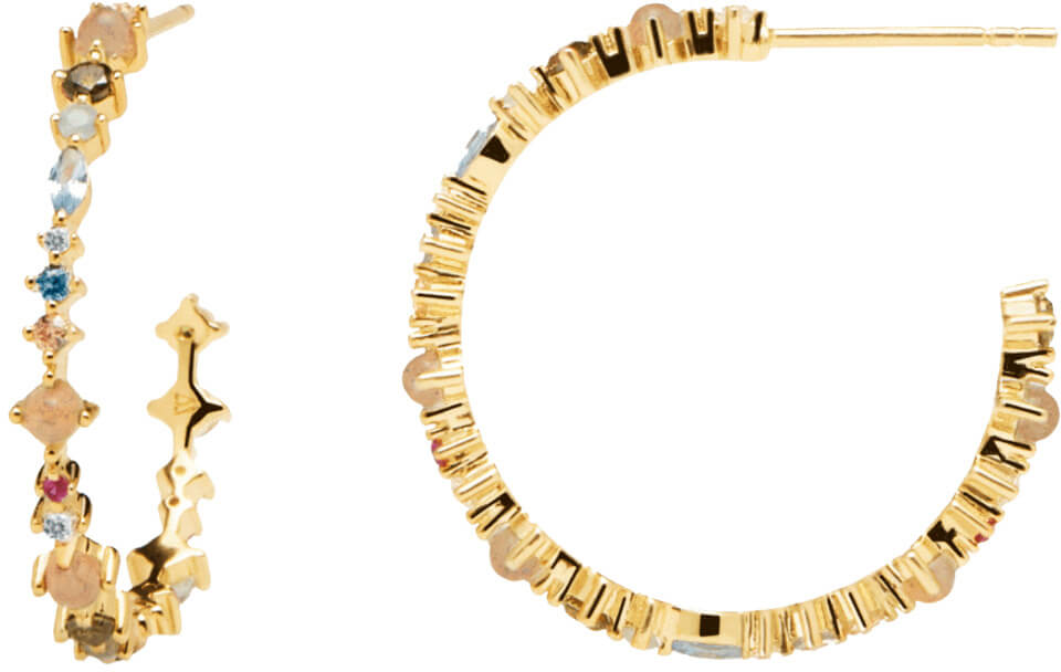 PDPAOLA Pozlátené náušnice kruhy zo striebra s trblietavými zirkónmi HALO Gold AR01-221-U