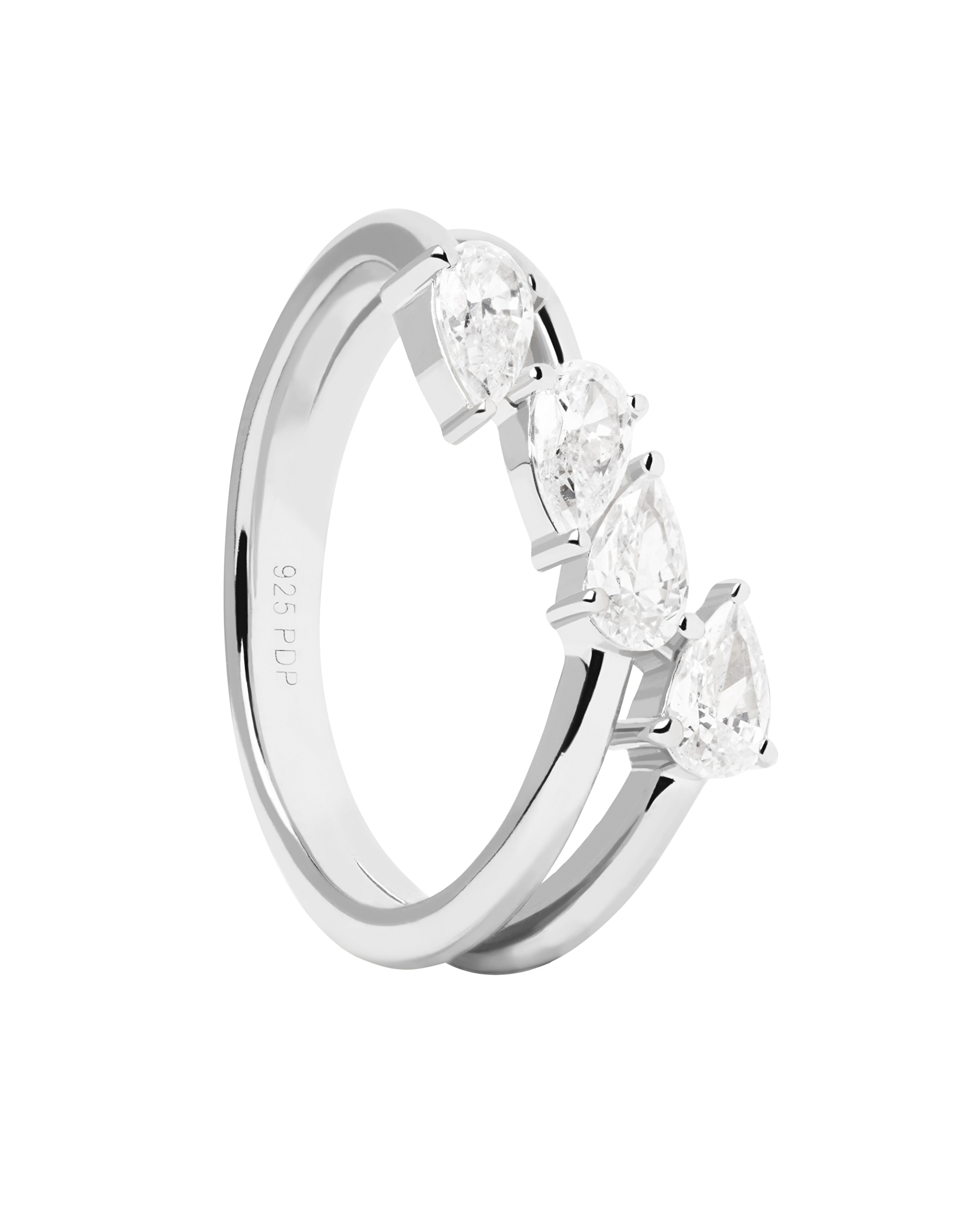 PDPAOLA Blyštivý stříbrný prsten se zirkony Terra Essentials AN02-861 50 mm