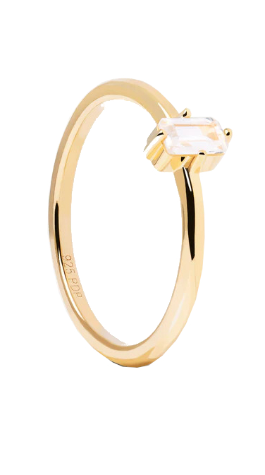PDPAOLA Elegantní pozlacený prsten s čirým zirkonem MIA Gold AN01-806 52 mm