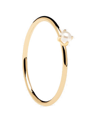 PDPAOLA Elegantní pozlacený prsten s perlou Solitary Pearl Essentials AN01-160 52 mm