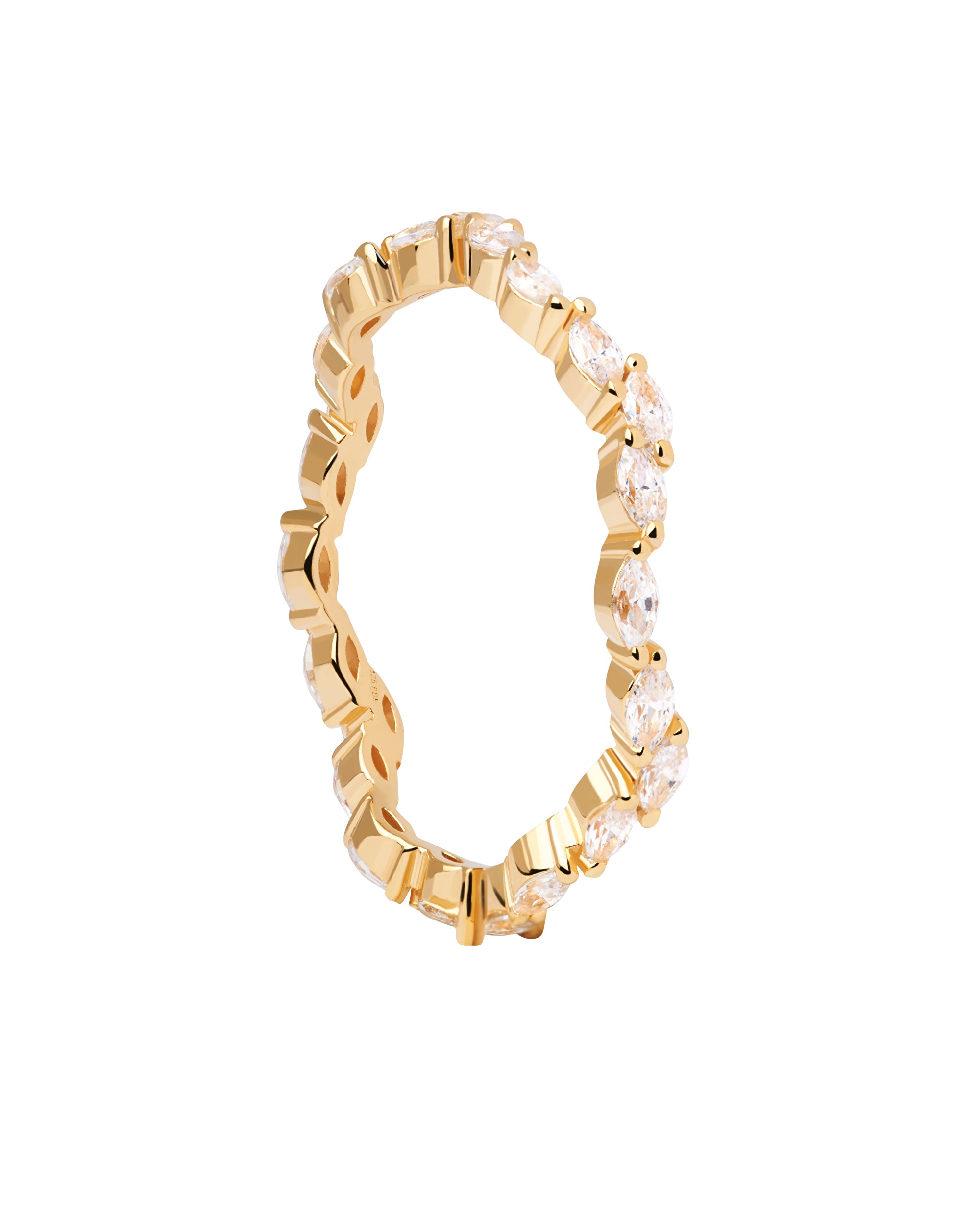 PDPAOLA Elegantní pozlacený prsten se zirkony Lake Essentials AN01-875 48 mm