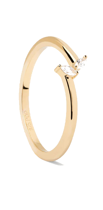 PDPAOLA Jemný pozlacený prsten se zirkony EVA Gold AN01-876 52 mm