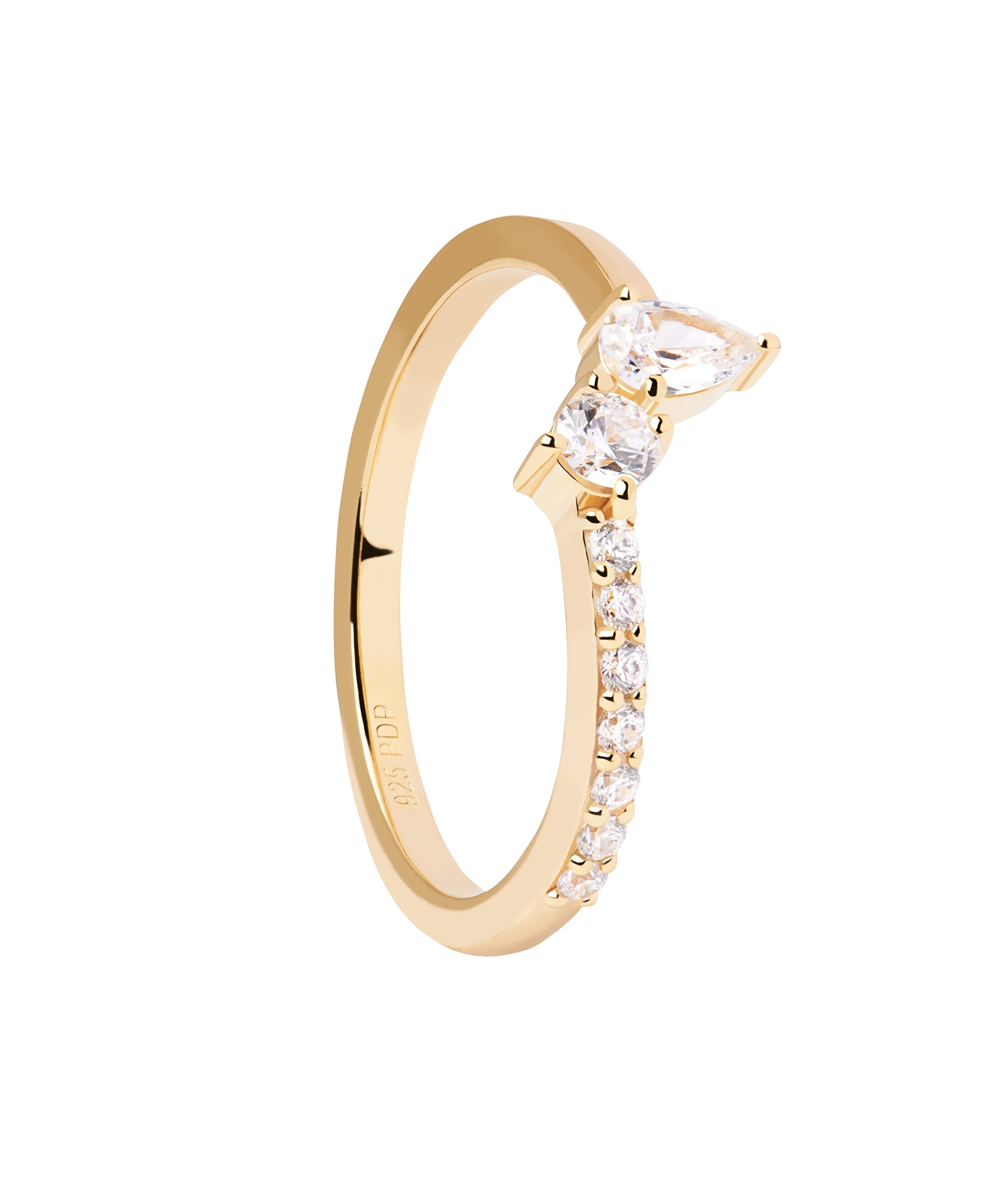 PDPAOLA Krásný pozlacený prsten se zirkony Ava Essentials AN01-863 58 mm