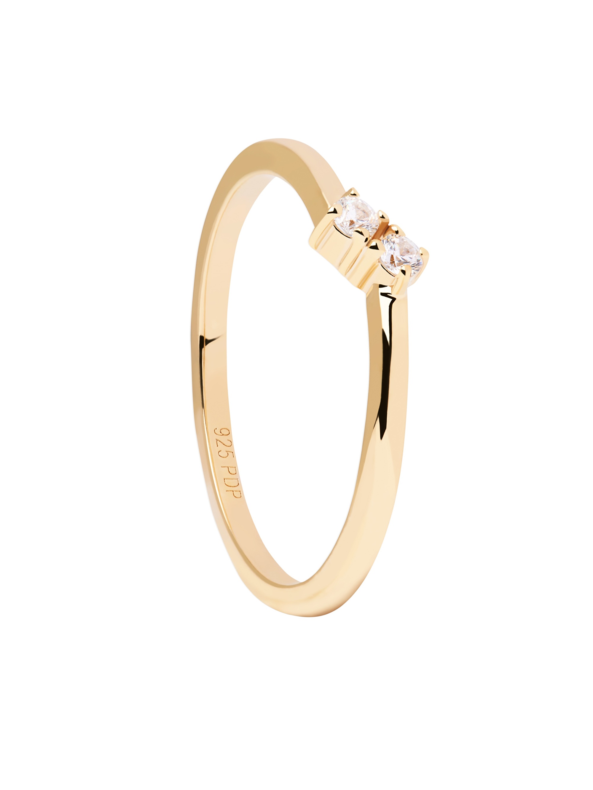 PDPAOLA Minimalistický pozlacený prsten se zirkony Couplet Essentials AN01-872 48 mm