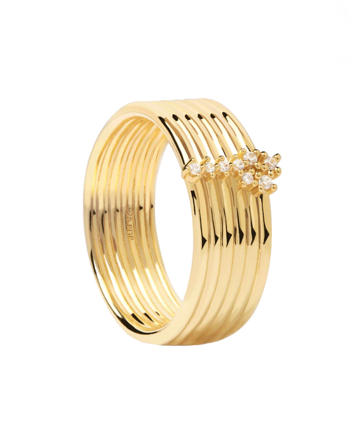 PDPAOLA Nadčasový pozlacený prsten se zirkony SUPER NOVA Gold AN01-614 54 mm