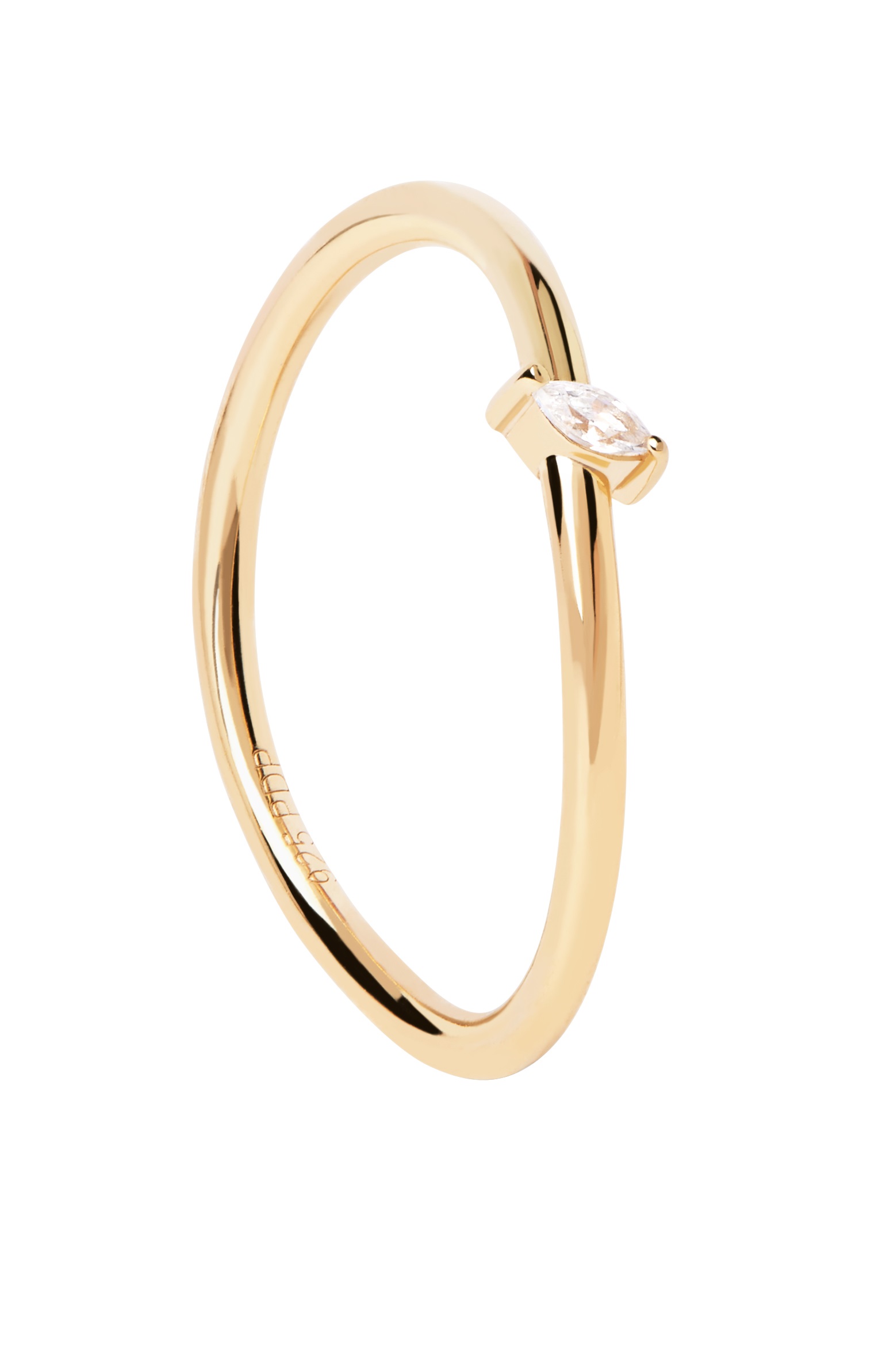 PDPAOLA Něžný pozlacený prsten se zirkonem Leaf Essentials AN01-842 50 mm