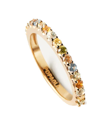 PDPAOLA Něžný pozlacený prsten se zirkony RAINBOW Gold AN01-C07 58 mm