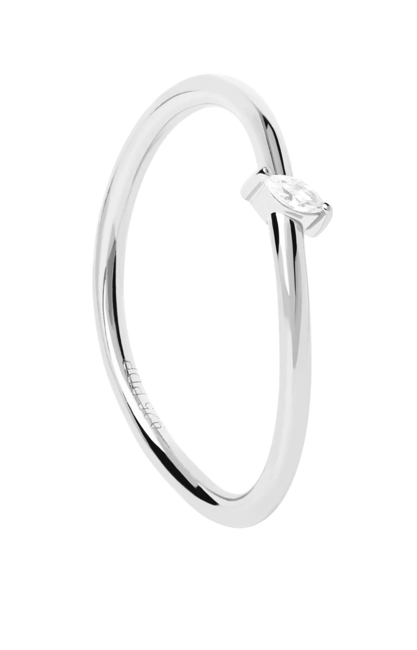 PDPAOLA Něžný stříbrný prsten se zirkonem Leaf Essentials AN02-842 52 mm