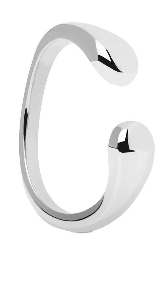 PDPAOLA Otevřený minimalistický prsten ze stříbra CRUSH Silver AN02-903 48 mm