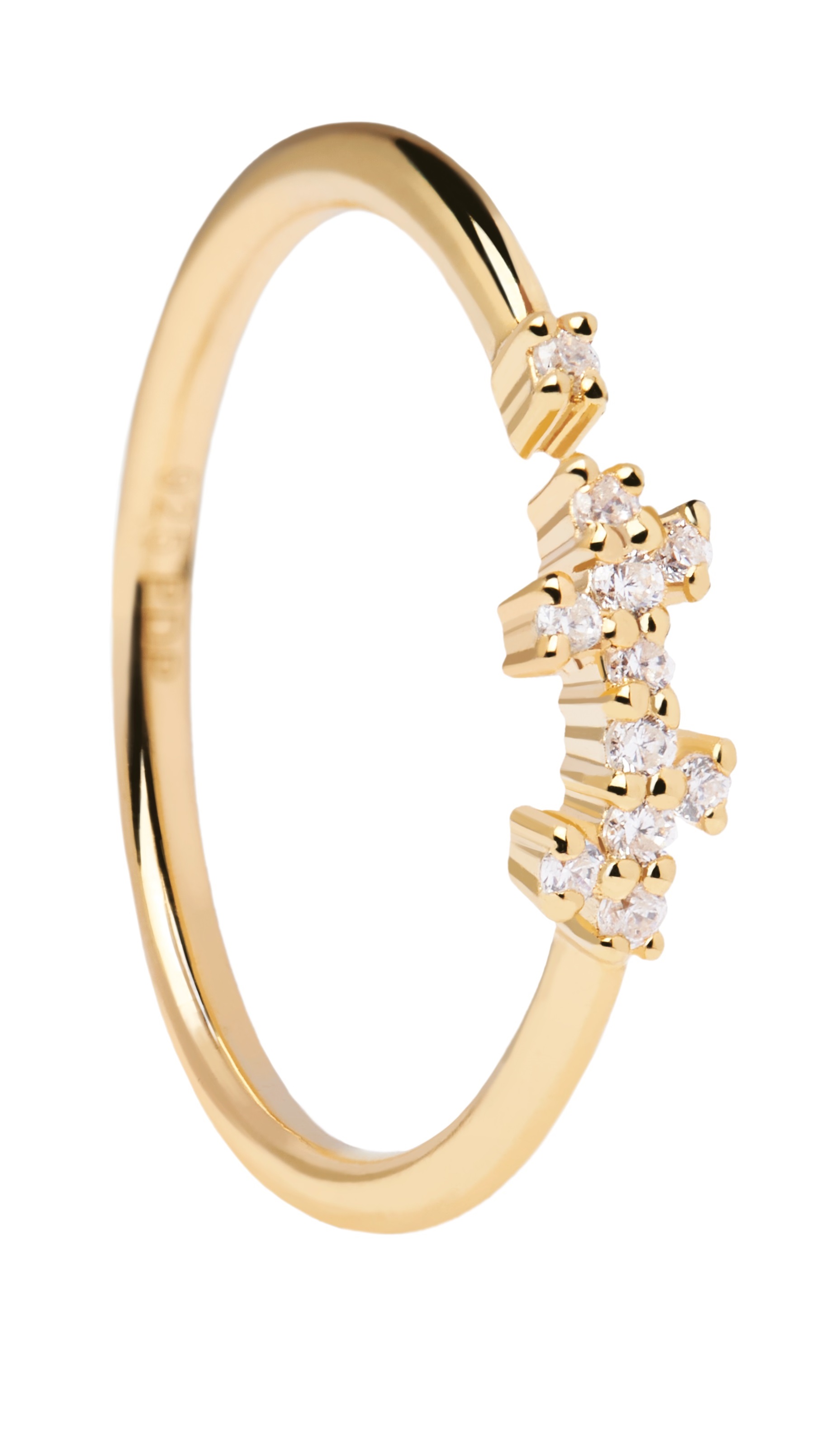 PDPAOLA Otevřený pozlacený prsten se zirkony PRINCE AN01-672 52 mm