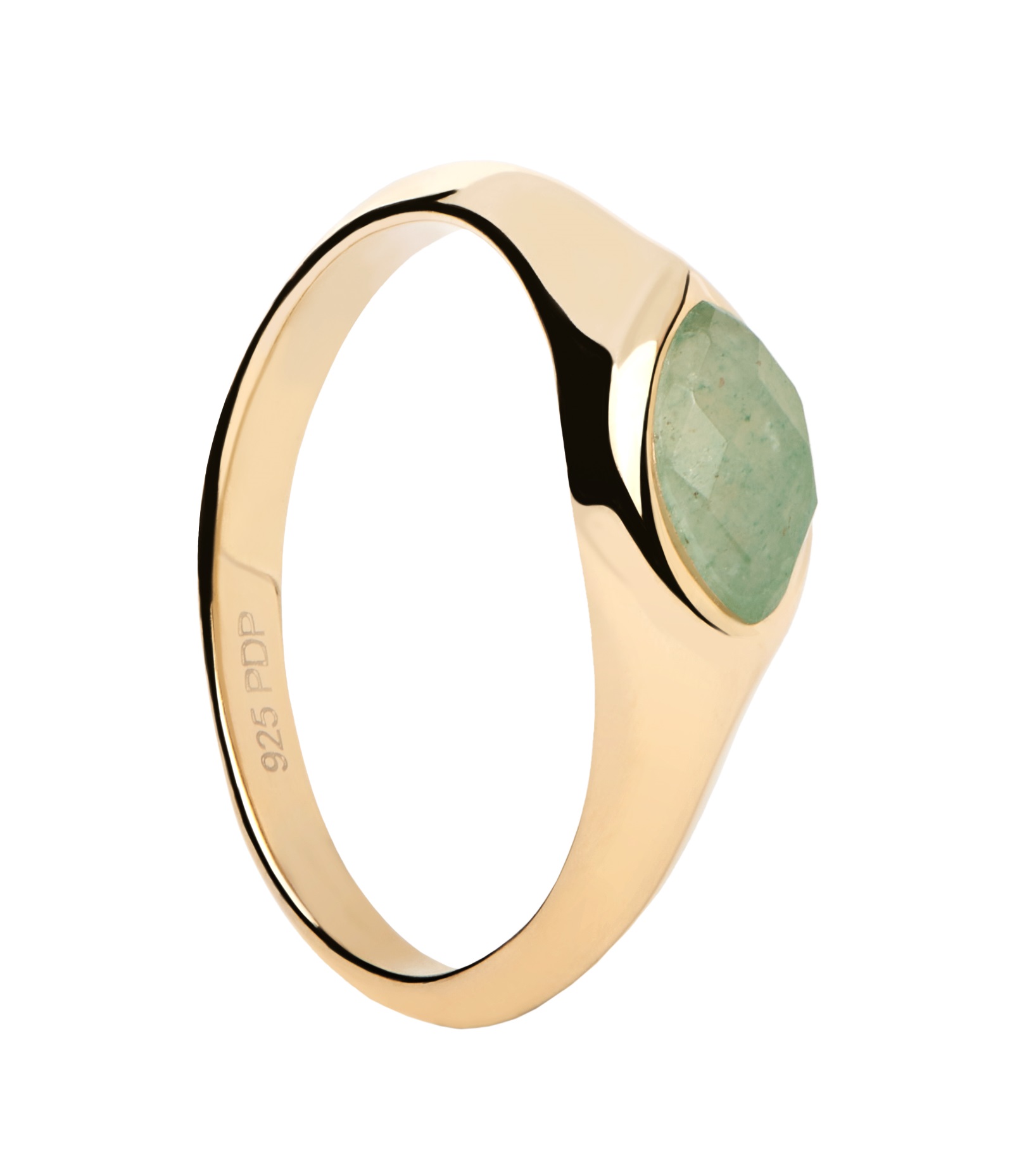 PDPAOLA Pozlacený prsten Green Aventurine Nomad Vanilla AN01-A47 58 mm