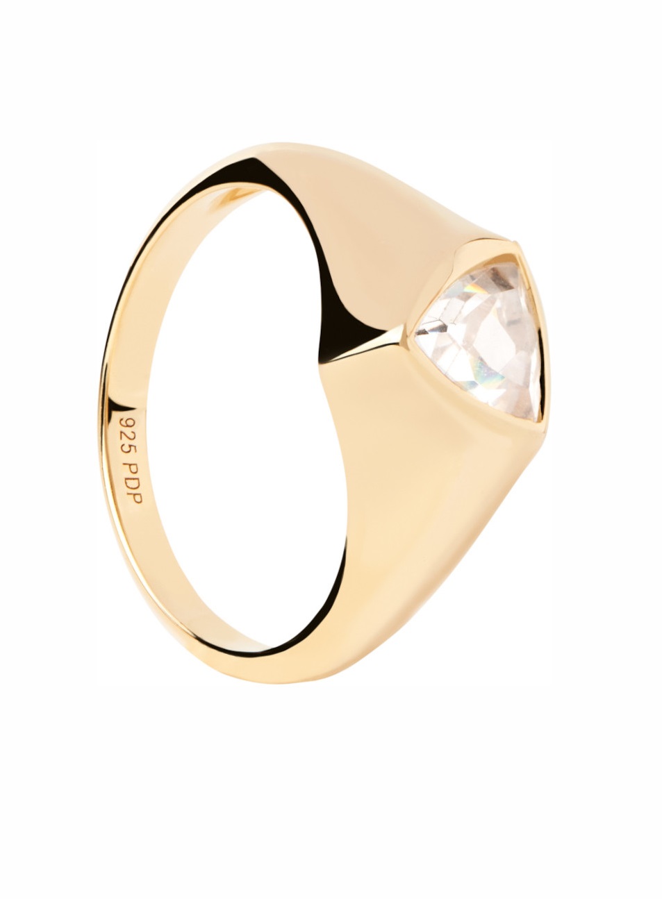 PDPAOLA Pozlacený prsten ze stříbra Triangle Shimmer Essentials AN01-986 48 mm