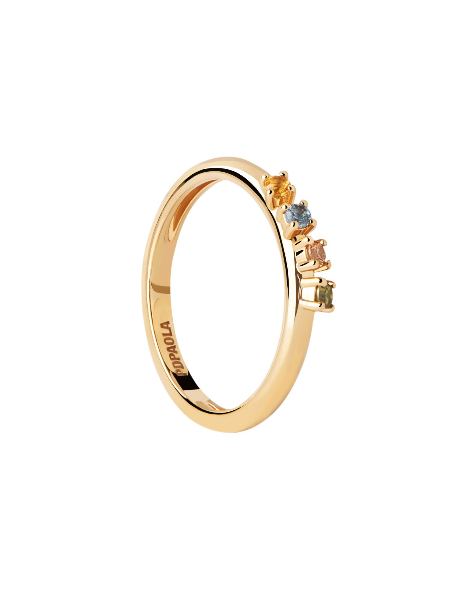 PDPAOLA Pôvabný pozlátený prsteň so zirkónmi RAINBOW Gold AN01-C10 52 mm
