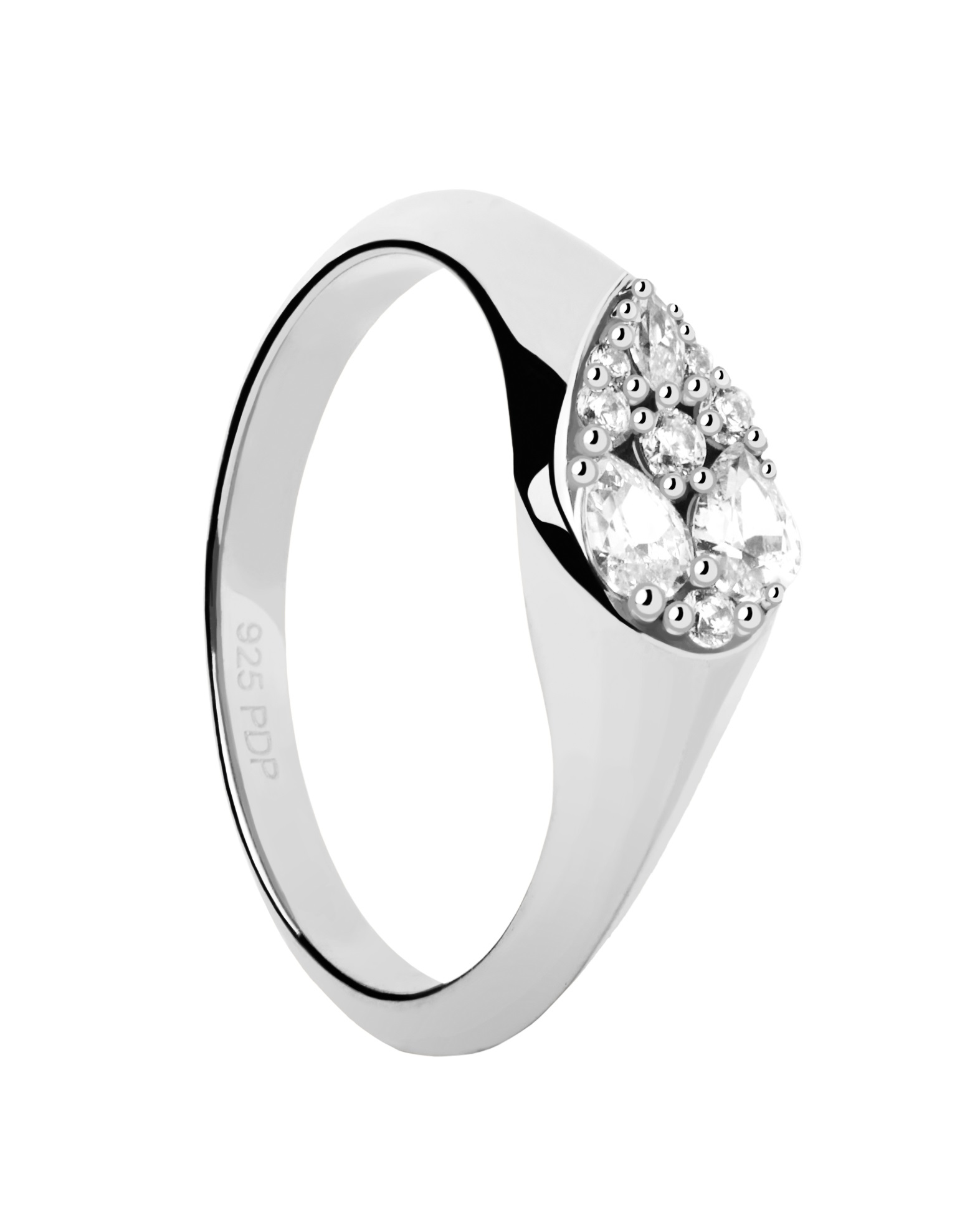 PDPAOLA Půvabný stříbrný prsten se zirkony Vanilla AN02-A51 58 mm