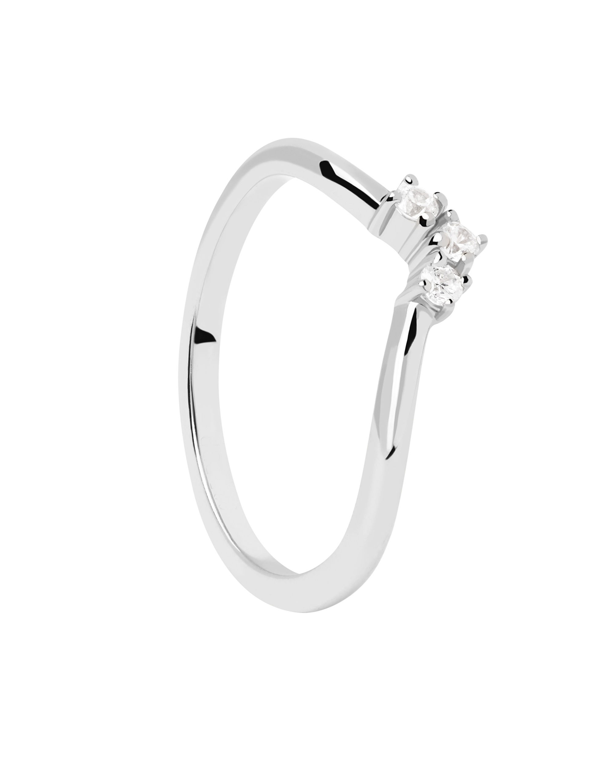 PDPAOLA Slušivý stříbrný prsten se zirkony Mini Crown Essentials AN02-826 54 mm