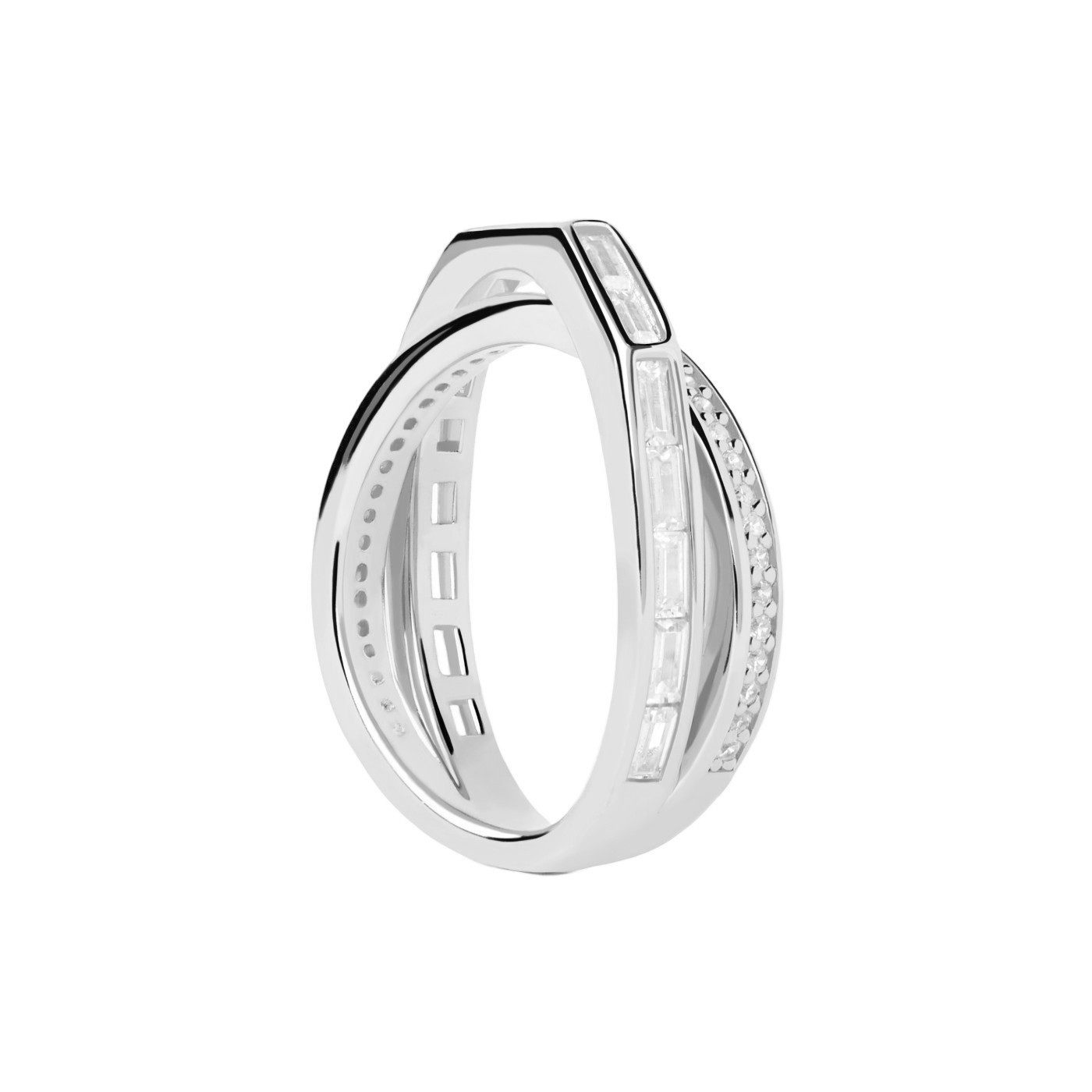PDPAOLA Třpytivý stříbrný prsten se zirkony Olivia Essentials AN02-A10 48 mm