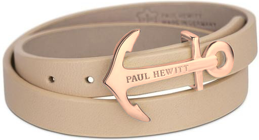 Paul Hewitt -  Dvojitý kožený náramek s bronzovou kotvou PH-WB-R-22 37,5 cm