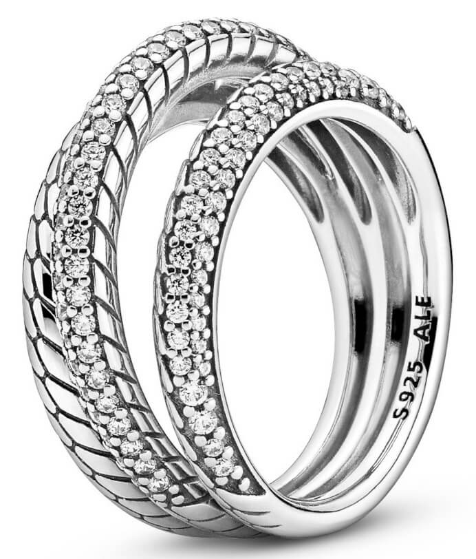 Pandora Designový prsten s hadím vzorem 199083C01 56 mm