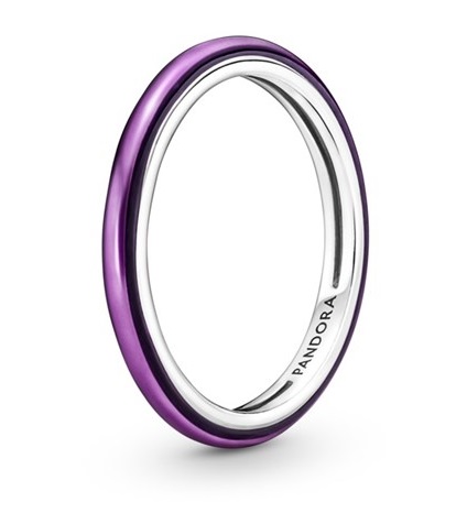 Pandora -  Minimalistický stříbrný prsten s fialovým smaltem 199655C01 52 mm