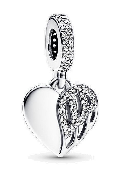 Pandora Něžný stříbrný přívěsek Srdce s andělským křídlem Moments 792646C01
