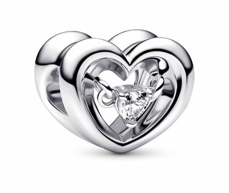 Pandora Půvabný stříbrný drops Srdce s plovoucím zirkonem Moments 792493C01