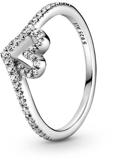 Pandora Romantický strieborný prsteň so srdiečkom Wish Timeless 199302C01 54 mm