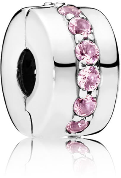 Pandora Strieborný klip s ružovými kamienkami 791972PCZ