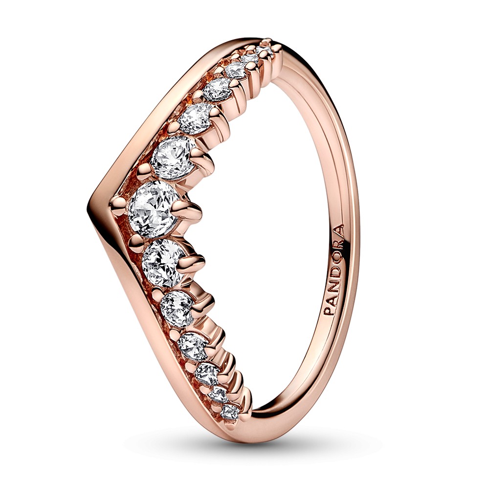 Pandora -  Třpytivý bronzový prsten Rose Timeless 182320C01 56 mm